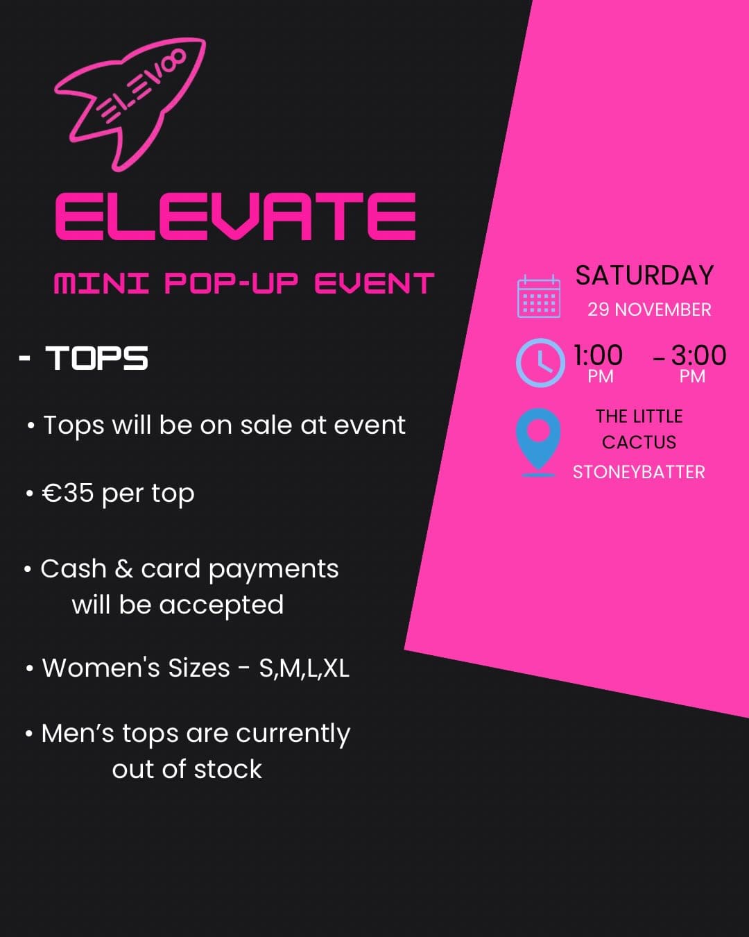 Elevate Universal Mini Pop-Up Event – 5K Run, Coffee & Limited Edition Tops in Stoneybatter